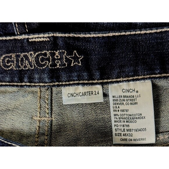 Cinch Carter 2.4 Western Denim Jeans Men's 46x32 Dark Wash Bootcut Rodeo Cowboy - Picture 6 of 8